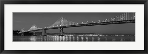 Framed Bay Bridge at dusk, San Francisco, California BW Print