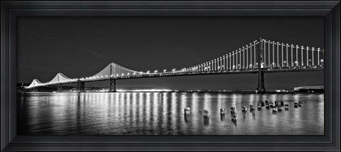 Framed Bay Bridge lit up at night, San Francisco, California Print