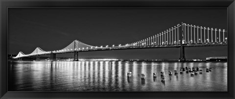 Framed Bay Bridge lit up at night, San Francisco, California Print