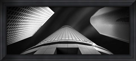 Framed Low angle view of skyscrapers, City Of Los Angeles, California Print