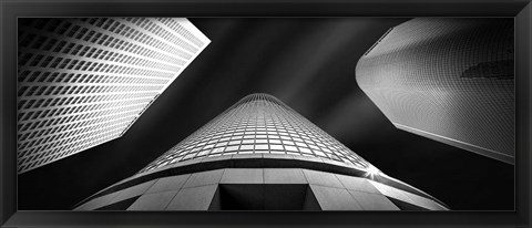 Framed Low angle view of skyscrapers, City Of Los Angeles, California Print