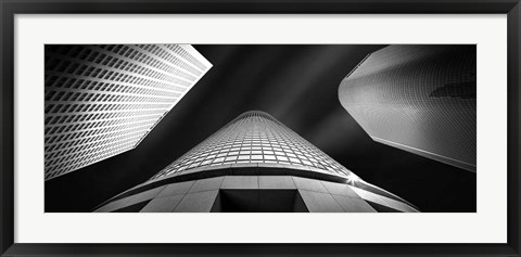 Framed Low angle view of skyscrapers, City Of Los Angeles, California Print