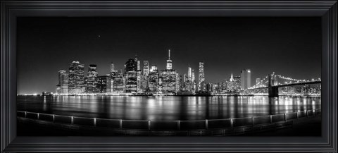 Framed Illuminated  Manhattan Skyline, New York City Print