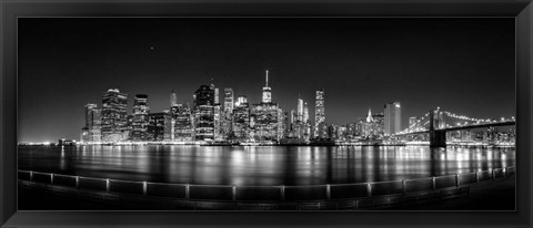 Framed Illuminated  Manhattan Skyline, New York City Print