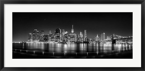 Framed Illuminated  Manhattan Skyline, New York City Print