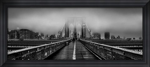 Framed Fog over the Brooklyn Bridge, New York City Print