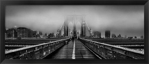 Framed Fog over the Brooklyn Bridge, New York City Print