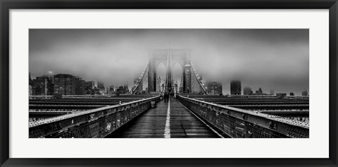 Framed Fog over the Brooklyn Bridge, New York City Print