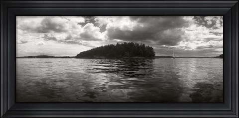 Framed Island in the Pacific Ocean against cloudy sky, San Juan Islands, Washington State Print