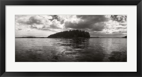 Framed Island in the Pacific Ocean against cloudy sky, San Juan Islands, Washington State Print