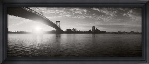 Framed Suspension Bridge at sunrise, Williamsburg Bridge, East River, Manhattan, NY Print