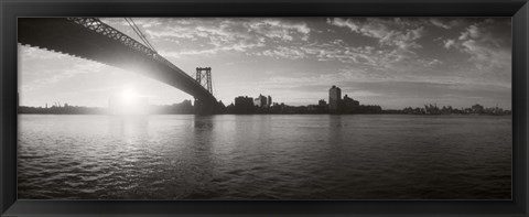 Framed Suspension Bridge at sunrise, Williamsburg Bridge, East River, Manhattan, NY Print