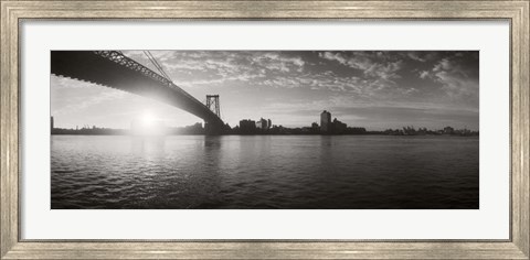 Framed Suspension Bridge at sunrise, Williamsburg Bridge, East River, Manhattan, NY Print