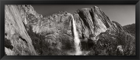 Framed Water falling from rocks in a forest, Bridalveil Fall, Yosemite National Park, California Print