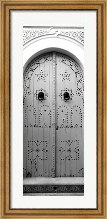 Framed Closed door of a house, Medina, Sousse, Tunisia BW Print
