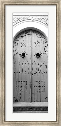 Framed Closed door of a house, Medina, Sousse, Tunisia BW Print