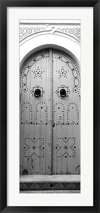 Framed Closed door of a house, Medina, Sousse, Tunisia BW Print