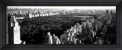 Framed High angle view of buildings in a city, Central Park, Manhattan, NY Print