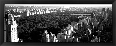 Framed High angle view of buildings in a city, Central Park, Manhattan, NY Print