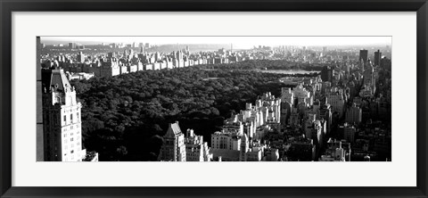 Framed High angle view of buildings in a city, Central Park, Manhattan, NY Print