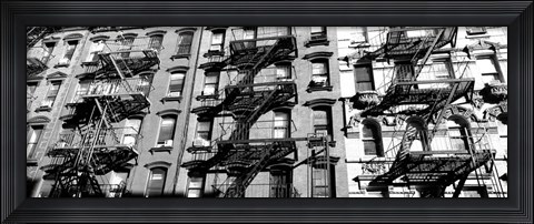 Framed Low angle view of fire escapes on buildings, Little Italy, Manhattan, NY Print