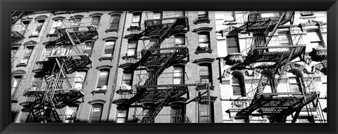 Framed Low angle view of fire escapes on buildings, Little Italy, Manhattan, NY Print