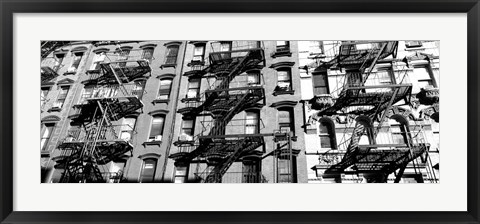 Framed Low angle view of fire escapes on buildings, Little Italy, Manhattan, NY Print