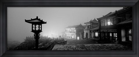Framed Buildings lit up at night, Mount Taishan, Shandong Province, China Print