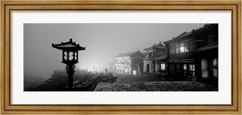 Framed Buildings lit up at night, Mount Taishan, Shandong Province, China Print