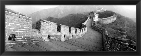 Framed Great Wall Of China, Mutianyu, China BW Print