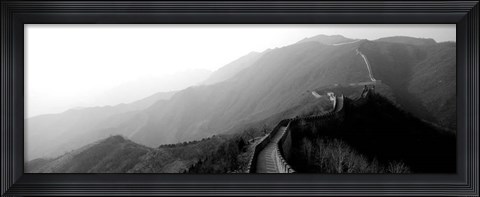 Framed High angle view of the Great Wall Of China, Mutianyu, China BW Print