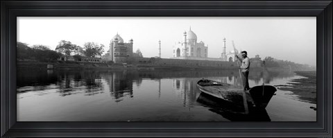 Framed Reflection of a mausoleum in a river, Taj Mahal, India Print