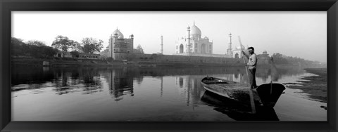 Framed Reflection of a mausoleum in a river, Taj Mahal, India Print