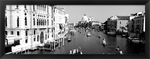 Framed High angle view of gondolas in a canal, Grand Canal, Venice, Italy Print