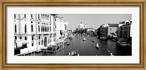 Framed High angle view of gondolas in a canal, Grand Canal, Venice, Italy Print