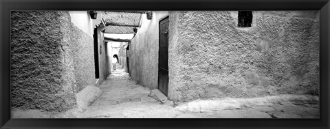 Framed Medina Old Town, Marrakech, Morocco (black &amp; white) Print