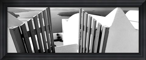 Framed Gate at the terrace of a house, Santorini, Greece Print