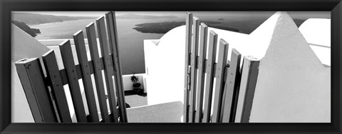 Framed Gate at the terrace of a house, Santorini, Greece Print