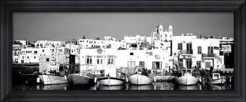 Framed Boats at the waterfront, Paros, Greece Print