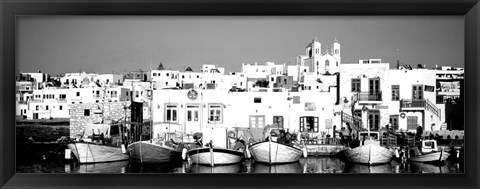 Framed Boats at the waterfront, Paros, Greece Print