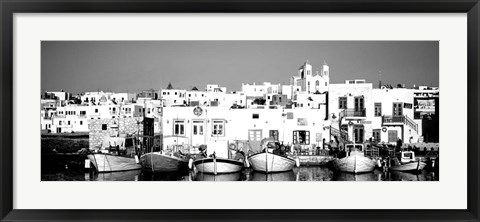 Framed Boats at the waterfront, Paros, Greece Print