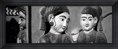 Framed Close-up of mural on a wall, Jaipur City Palace, Jaipur, Rajasthan, India Print