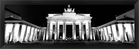 Framed Brandenburg Gate at night, Berlin, Germany Print