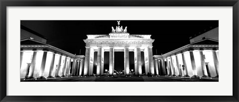 Framed Brandenburg Gate at night, Berlin, Germany Print