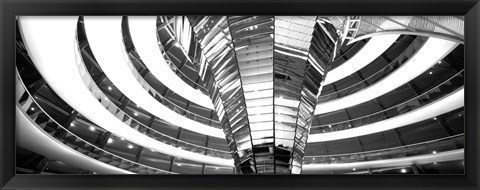 Framed Interiors of a government building, The Reichstag, Berlin, Germany BW Print