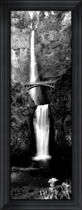 Framed Waterfall in a forest, Multnomah Falls, Columbia River Gorge, Oregon Print