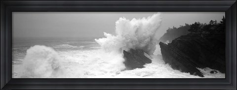 Framed Waves breaking on the coast, Shore Acres State Park, Oregon BW Print