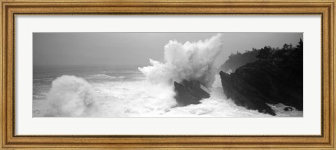 Framed Waves breaking on the coast, Shore Acres State Park, Oregon BW Print
