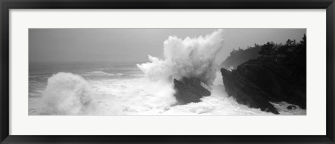 Framed Waves breaking on the coast, Shore Acres State Park, Oregon BW Print