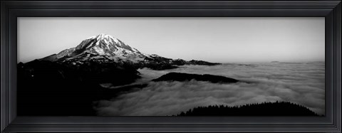Framed Sea of clouds with mountains in the background, Mt Rainier, Washington State Print
